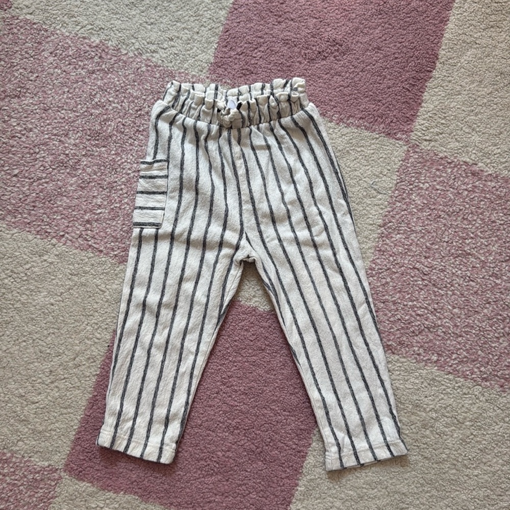 Zara cotton pinstripe beach/casual pants 18-24 mo